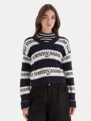 Tommy Jeans Sweter DW0DW21682 Granatowy Regular Fit. Niebieskie swetry klasyczne damskie Tommy Jeans, l, z bawełny, bez kołnierzyka. Za 389.99 zł.