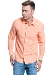 KOSZULA MĘSKA WRANGLER LS 1 PKT SHIRT MELON ORANGE W5A9LOA04 112130086. Pomarańczowe koszule męskie Wrangler, m, bez wzorów, bez kołnierzyka, bez ramiączek. Za 129.99 zł.
