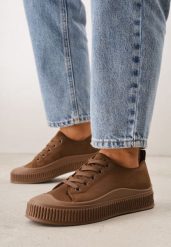 Brązowe Trampki z Imitacji Zamszu z Nieregularną Podeszwą ze Żłobieniami Naranatea. Brązowe trampki i tenisówki damskie Born2be, bez wzorów, z jeansu. Za 69.99 zł.