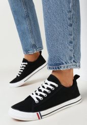 Czarne Trampki przed Kostkę Leylatia. Czarne trampki i tenisówki damskie Born2be, bez wzorów, z jeansu, przed kostkę. Za 54.99 zł.