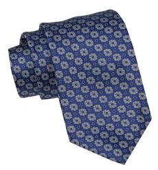 Krawat Męski, Klasyczny - ALTIES - Niebieski, Kwiatowe Grochy. Niebieskie krawaty i muchy męskie Alties, bez wzorów, z tkaniny, eleganckie. Za 49.00 zł.