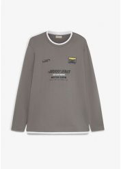 Koszulka z długim rękawem w stylu 2 w 1 z czystej bawełny organicznej. Szare koszulki męskie z długim rękawem bonprix, m, z bawełny. Za 79.99 zł.