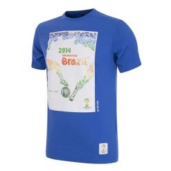 Koszulka dla dorosłych - Plakat Mistrzostw Świata Brazylia 2014 - Niebieska. Niebieskie t-shirty sportowe męskie COPA FOOTBALL, l, bez ramiączek, do piłki nożnej. Za 211.91 zł.