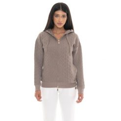 Leone 1947 Braid Damen, Bluza z geflochtenem Stoff, Kapuze, Reißverschluss. Brązowe bluzy bez kaptura damskie LEONE 1947 APPAREL, z bawełny. W wyprzedaży za 191.56 zł.