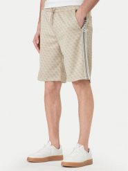Guess Szorty sportowe Z6GD12 K3220 Beżowy Regular Fit. Brązowe szorty męskie Guess, z aplikacjami, z syntetyku, sportowe. Za 379.99 zł.