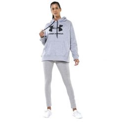 Bluza Z Kapturem Damska Polar Rival. Szare bluzy sportowe damskie Under Armour, l, bez wzorów, z bawełny, bez ramiączek, długie, z kapturem. Za 243.60 zł.