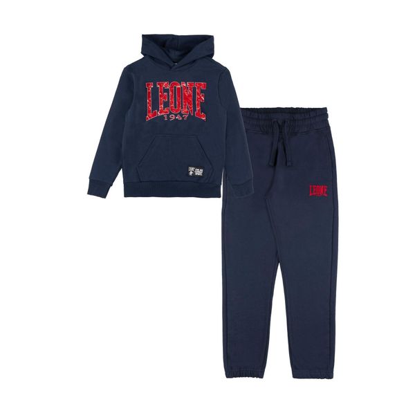 Leone 1947 Street Style Winter-Trainingsanzug zum Überziehen, Kapuze für Kinder. Niebieskie spodnie dresowe damskie LEONE 1947 APPAREL, bez wzorów, z bawełny. W wyprzedaży za 108.70 zł.