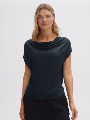 OPUS Lniana koszulka w kolorze granatowym rozmiar: 40. Niebieskie t-shirty damskie Opus, bez wzorów, ze lnu, bez kołnierzyka. Za 121.99 zł.