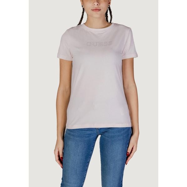 Koszulka crop top Kobieta GUESS ACTIVE BRIANA SS. Czerwone bluzki damskie Guess Active, z aplikacjami, bez kołnierzyka. W wyprzedaży za 165.95 zł.
