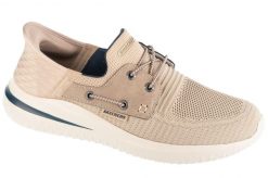 Buty sportowe Sneakersy męskie, Slip-Ins: Delson 3.0 - Roth. Brązowe buty sportowe na co dzień męskie Skechers, z materiału, bez zapięcia, trekkingowe. Za 299.99 zł.