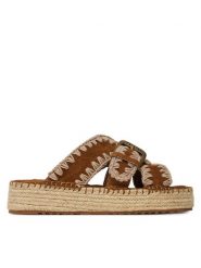 Mou Espadryle Jute sandal MU.SW641003A Brązowy. Brązowe espadryle damskie Mou, bez wzorów, ze skóry, bez obcasa. Za 619.99 zł.