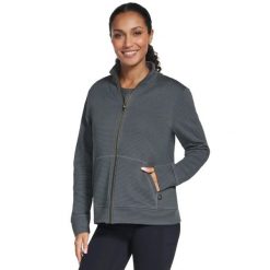 Bluza dresowa sportowa damska Go Walk Everywhere Full Zip Hoodless. Zielone bluzy bez kaptura damskie Skechers, m, bez wzorów, z dresówki, bez ramiączek, bez kaptura. Za 199.99 zł.