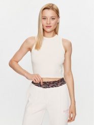 Guess Top V3GP19 K8RT2 Beżowy Slim Fit. Brązowe topy damskie Guess, xxs, z aplikacjami, z wiskozy, bez kołnierzyka. Za 109.99 zł.