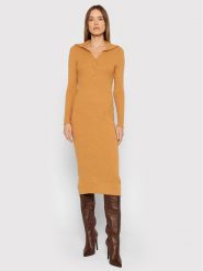 YAS Sukienka dzianinowa Cilla 26026459 Beżowy Slim Fit. Brązowe sukienki damskie YAS, s, bez wzorów, z dzianiny, bez kołnierzyka, bez ramiączek. Za 219.99 zł.
