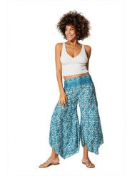 Aller Simplement Spodnie w kolorze niebiesko-kremowym rozmiar: 38/40. Niebieskie spodnie materiałowe damskie Aller Simplement, bez wzorów, z materiału, klasyczne, z podwyższonym stanem. Za 43.99 zł.