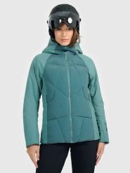 4F Kurtka narciarska w kolorze turkusowym rozmiar: S. Niebieskie kurtki narciarskie i snowboardowe damskie 4f, m, bez wzorów, bez kaptura, narciarskie, primaloft. Za 327.87 zł.