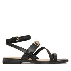 Sandały Guess. Czarne sandały damskie Guess, z aplikacjami, bez obcasa, na płaskiej podeszwie. Za 499.99 zł.