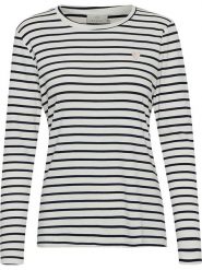 Kaffe Koszulka "Liddy" w kolorze granatowo-kremowym rozmiar: XS. Brązowe bluzki damskie Kaffe, xs, bez wzorów, bez kołnierzyka. Za 92.64 zł.