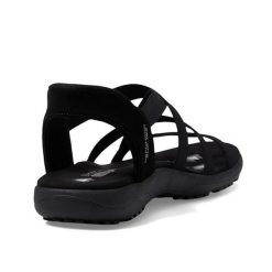 Sandały Skechers Model Reggae Slim Kolor Czarny. Czarne sandały damskie Skechers, bez wzorów, z tkaniny, bez obcasa. Za 299.99 zł.