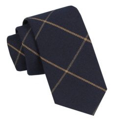 Wełniany Krawat - Alties - Granatowy, Geometryczny Wzór. Niebieskie krawaty i muchy męskie Alties, bez wzorów, z bawełny. Za 55.00 zł.