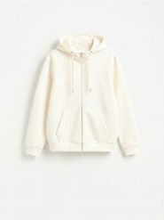 Rozpinana bluza z kapturem - złamana biel. Bluzy z kapturem męskie Reserved, l, z bawełny. Za 149.99 zł.