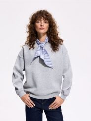 Bluza z chustą - jasnoszary. Szare bluzy bez kaptura damskie Reserved, l, z bawełny. Za 129.99 zł.