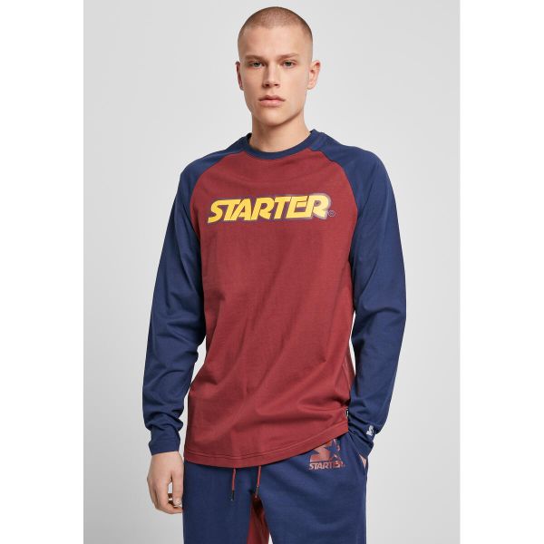 Koszulka z długim rękawem Urban Classics starter raglan. Czerwone bluzki sportowe damskie Urban Classics, bez kołnierzyka, bez ramiączek. Za 198.50 zł.