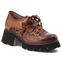 Półbuty damskie Laura Vita, na masywnym obcasie ze skóry i w panterkę sznurowane, camel, SO7005-66. Brązowe półbuty damskie Laura Vita, bez wzorów, z satyny, klasyczne, bez obcasa. Za 309.00 zł.
