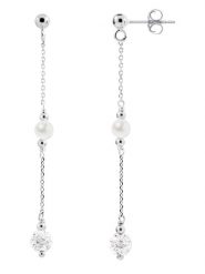 Pearline Srebrne kolczyki-wkrętki z perłami rozmiar: onesize. Białe kolczyki damskie Pearline, z kryształem, srebrne. Za 195.99 zł.