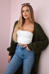 Sweter długi kardigan khaki. Brązowe kardigany damskie KESI, l, bez wzorów, z włókna. Za 175.65 zł.