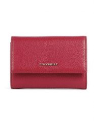 COCCINELLE Skórzany portfel w kolorze bordowym - 14 x 10 x 4 cm rozmiar: onesize. Czerwone portfele damskie Coccinelle, bez wzorów, z materiału. Za 396.24 zł.