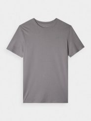 4F T-shirt regular gładki męski - szary S. Szare t-shirty męskie 4f, m, bez wzorów, z bawełny, bez kołnierzyka. Za 49.99 zł.