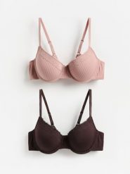 Biustonosz push up 2 pack - ciemnobrązowy. Brązowe biustonosze Reserved, bez wzorów, z dzianiny. Za 99.99 zł.