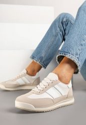 Beżowe Sneakersy Klasyczne Tenisówki z Przeszyciami Kelluria. Brązowe trampki i tenisówki damskie Born2be, bez wzorów, z jeansu. Za 79.99 zł.