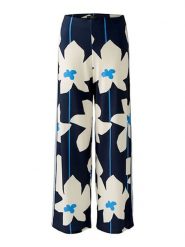 Oui Spodnie w kolorze granatowym rozmiar: 34. Niebieskie spodnie materiałowe damskie Oui, bez wzorów, z materiału, z podwyższonym stanem. Za 143.56 zł.