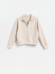 Bluza z dodatkiem modalu - beżowy. Brązowe bluzy bez kaptura damskie Reserved, l, z dzianiny. Za 109.99 zł.