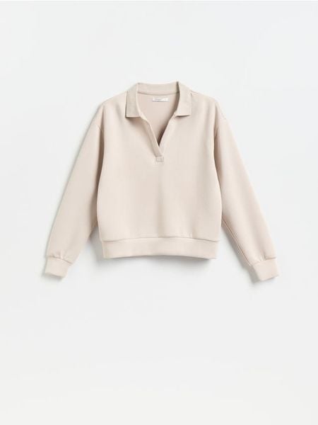 Bluza z dodatkiem modalu - beżowy. Brązowe bluzy bez kaptura damskie Reserved, l, z dzianiny. Za 109.99 zł.