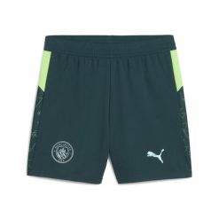 Młodzieżowe szorty Manchester City 25/26 PUMA. Zielona szorty damskie Puma, bez wzorów, młodzieżowe. Za 179.00 zł.