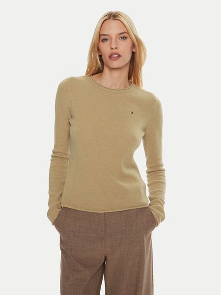 Tommy Hilfiger Sweter WW0WW44161 Brązowy Regular Fit. Brązowe swetry klasyczne damskie Tommy Hilfiger, l, z wełny, bez kołnierzyka. Za 309.99 zł.