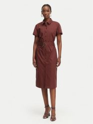 Patrizia Pepe Sukienka koszulowa 2A3067/A9B9-B887 Brązowy ciemny Regular Fit. Brązowe sukienki damskie Patrizia Pepe, bez wzorów, z bawełny, bez kołnierzyka, bez ramiączek, koszulowe. Za 1,389.00 zł.