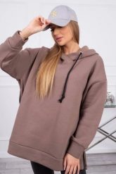 Bluza ocieplana z suwakiem na boku mocca. Bluzy z kapturem damskie KESI, l, z bawełny. Za 250.94 zł.