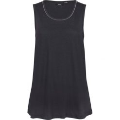 Długi top z okrągłym dekoltem, ze zrównoważonego materiału. Niebieskie topy damskie bonprix, bez wzorów, z dżerseju, bez kołnierzyka. Za 39.99 zł.