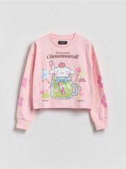 Koszulka Cinnamoroll - pastelowy róż. Czerwone koszulki dziewczęce Reserved, bez wzorów, z bawełny, bez ramiączek. Za 55.99 zł.