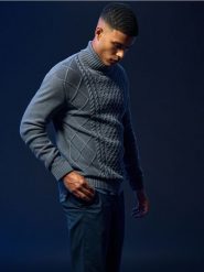 Sweter z golfem - szary. Szare swetry męskie Sinsay, l, bez wzorów, bez kołnierzyka. Za 79.99 zł.