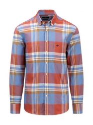 FYNCH-HATTON Koszula - Regular fit - w kolorze błękitno-czerwonym rozmiar: S. Czerwone koszule męskie Fynch-Hatton, s, bez wzorów, z bawełny, bez kołnierzyka, bez ramiączek. Za 108.99 zł.