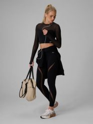 4F Legginsy treningowe szybkoschnące damskie - czarne S. Czarne legginsy sportowe damskie 4f, s, bez wzorów, z materiału, z podwyższonym stanem, na fitness i siłownię. Za 169.99 zł.