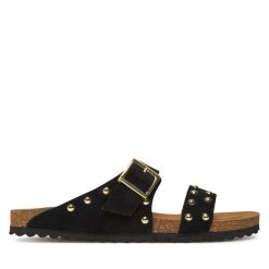 Klapki Pieces. Czarne klapki damskie Pieces, bez wzorów, bez obcasa. Za 189.99 zł.