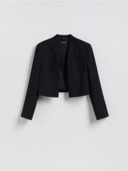 Krótka marynarka - czarny. Czarne marynarki i żakiety damskie Reserved, l, bez wzorów, z tkaniny. Za 169.99 zł.