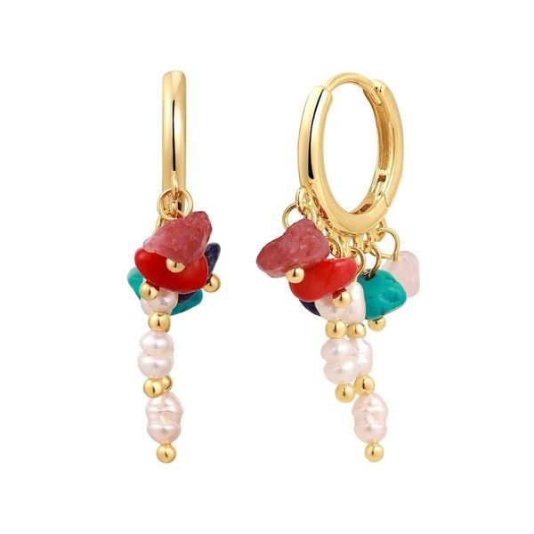 Yokoamii Kolczyki Mosiadz Żółte złoto Kolczyki koła 1 ct Damski. Żółte kolczyki damskie Yokoamii, z koralem, pozłacane. Za 159.99 zł.