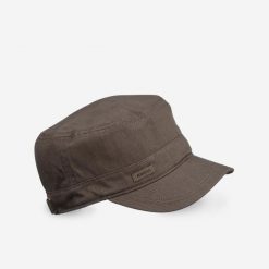 Czapka trekkingowa z daszkiem Forclaz Travel 500. Brązowe czapki męskie FORCLAZ, bez wzorów, z bawełny, eleganckie. Za 44.99 zł.